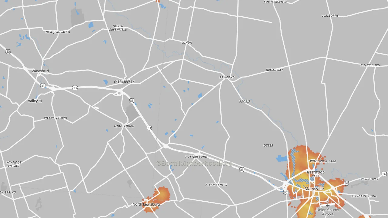 Bike Grade map of East Liberty, OH