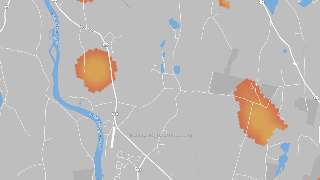 Bike Grade map of East Livermore, ME