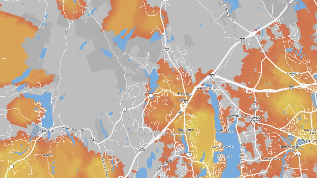 Bike Grade map of East Lyme, CT