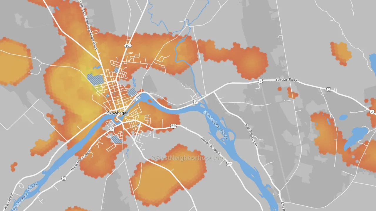 Bike Grade map of East Madison, ME