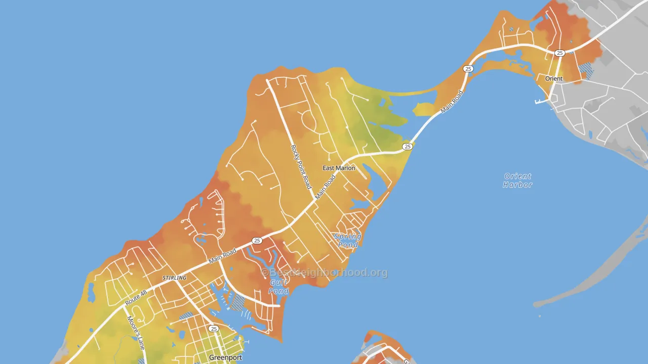 Bike Grade map of East Marion, NY