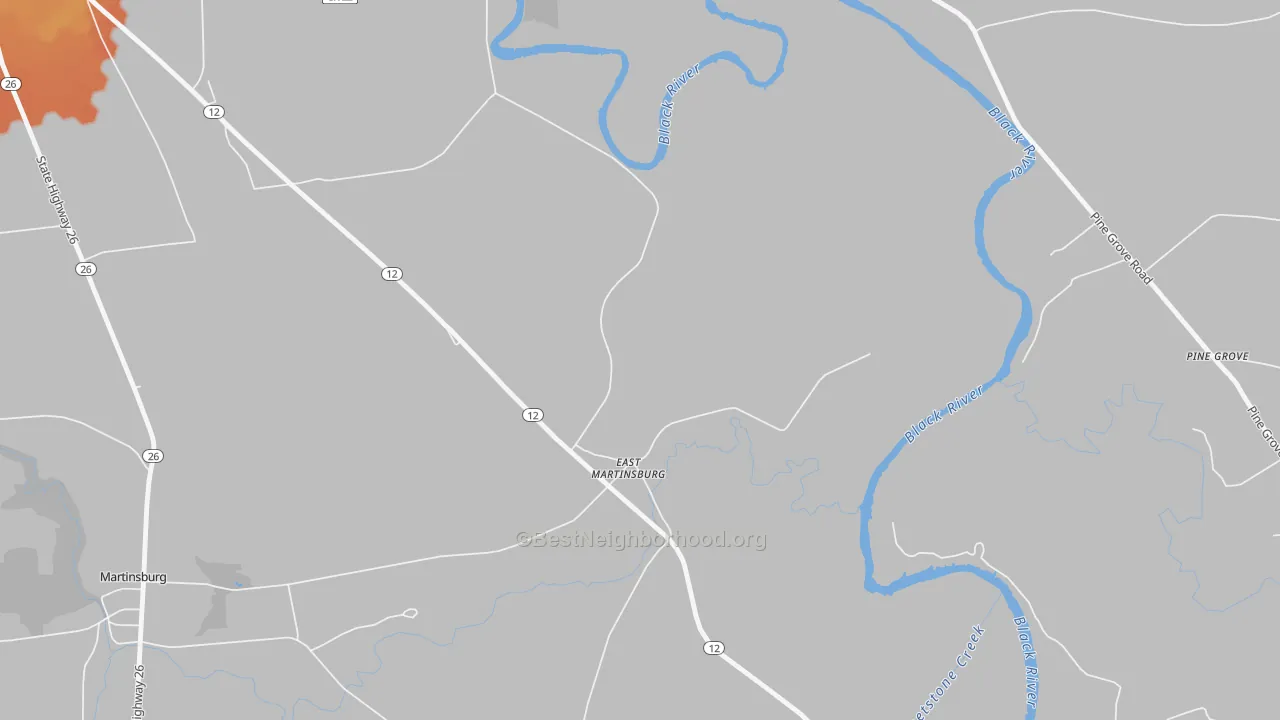 Bike Grade map of East Martinsburg, NY