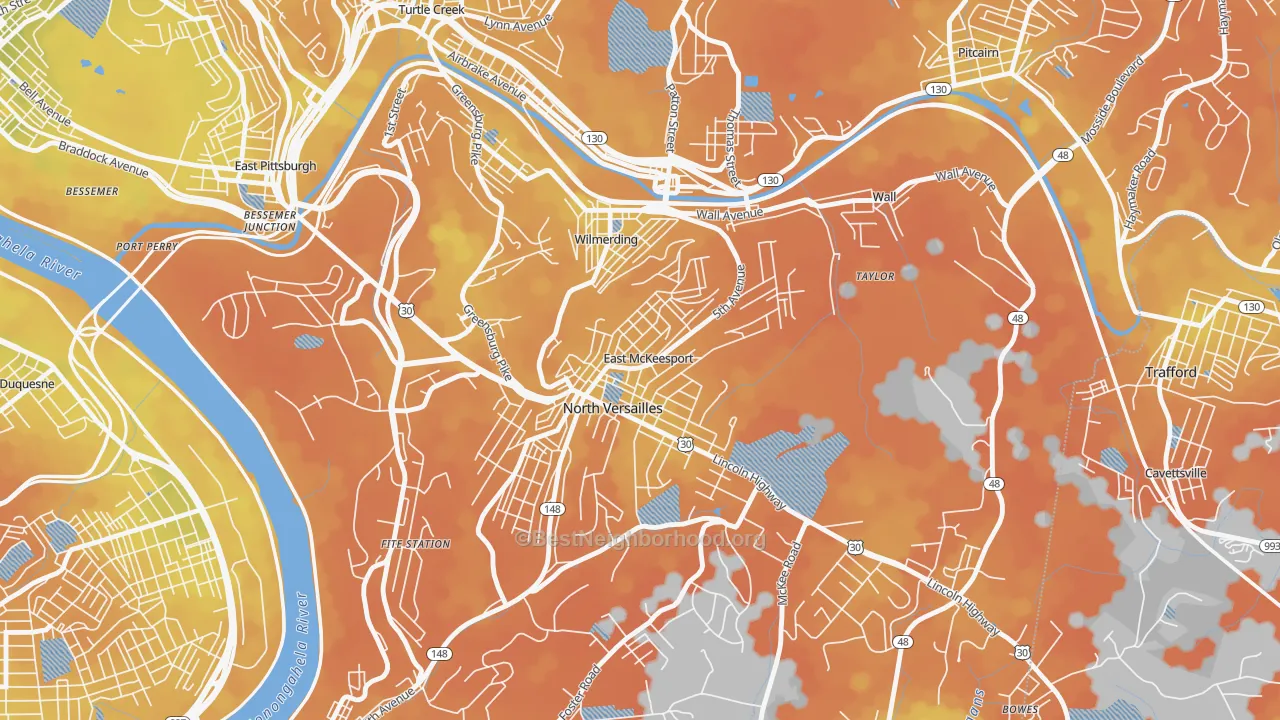 Bike Grade map of East McKeesport, PA