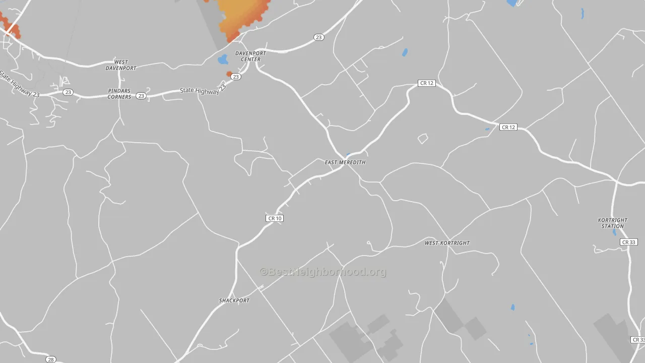 Bike Grade map of East Meredith, NY