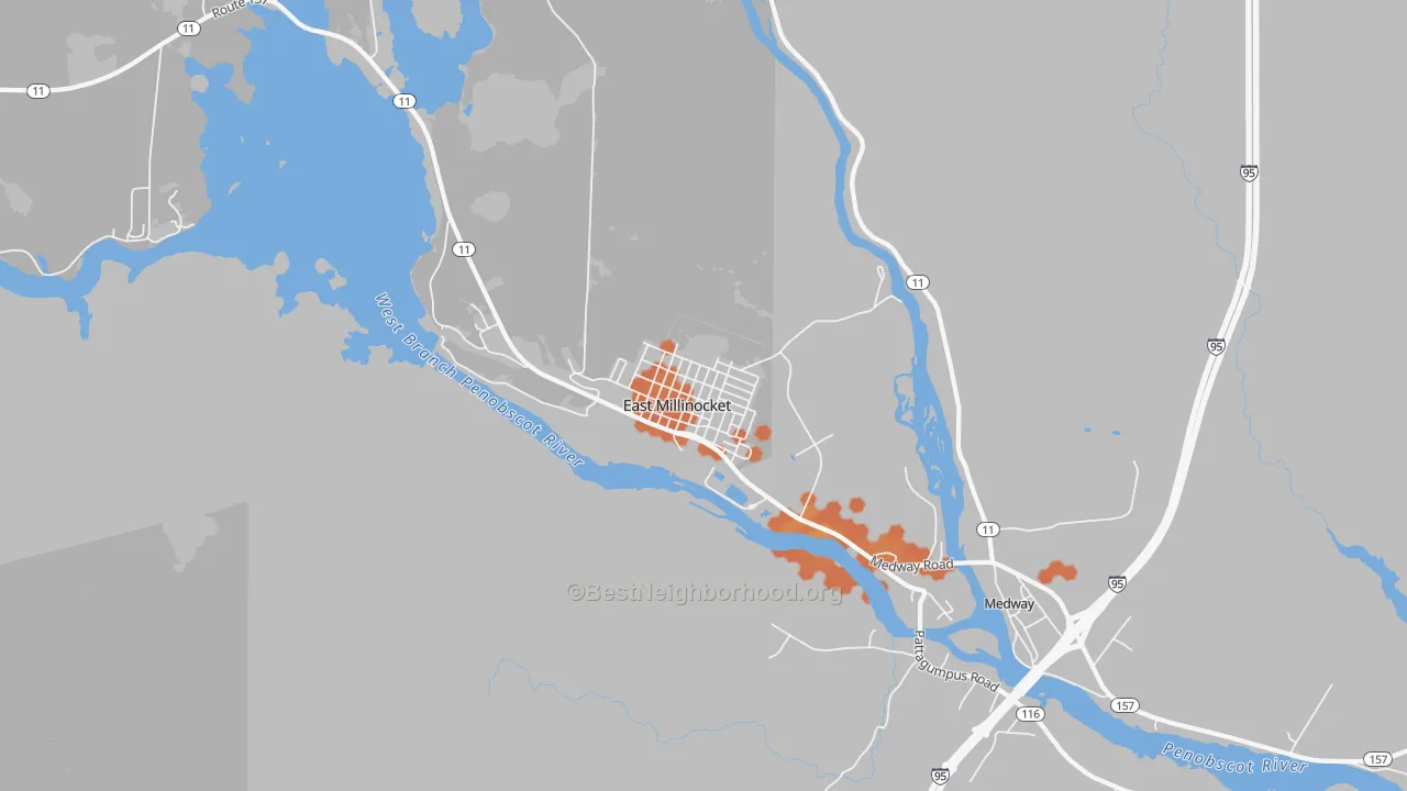Bike Grade map of East Millinocket, ME