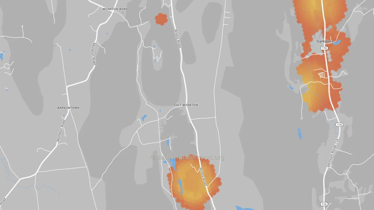 Bike Grade map of East Monkton, VT