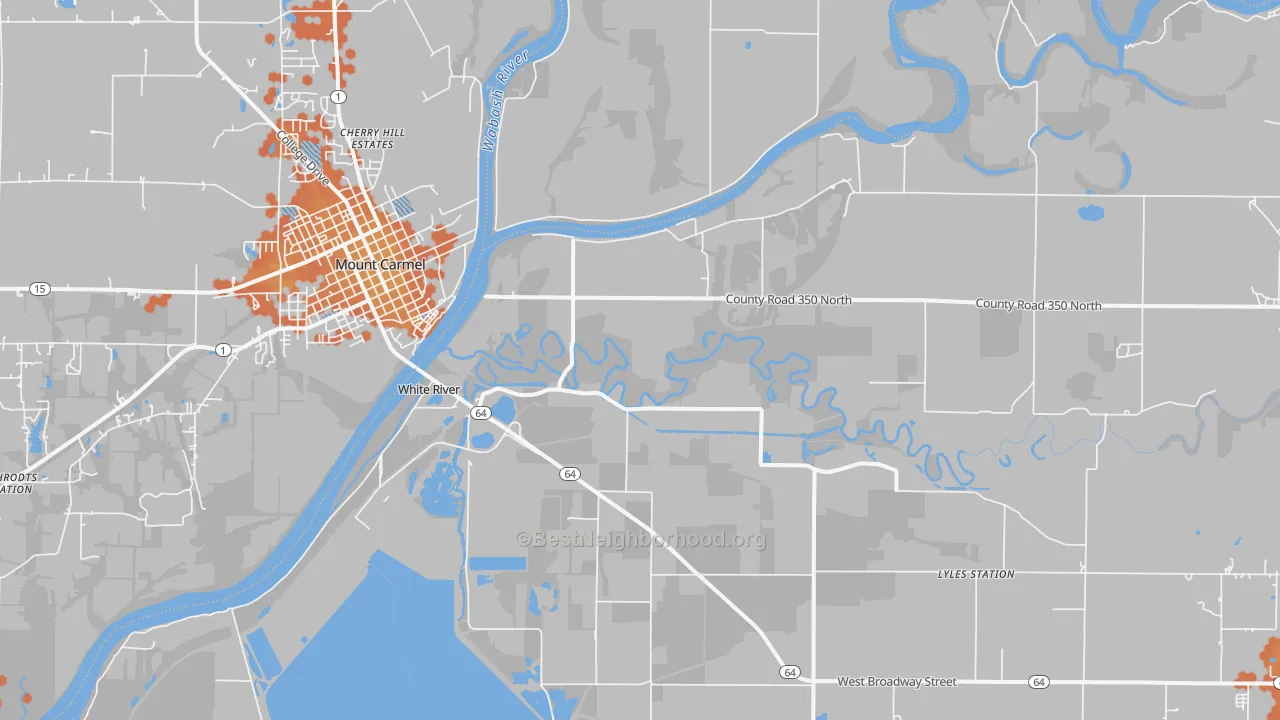 Bike Grade map of East Mount Carmel, IN