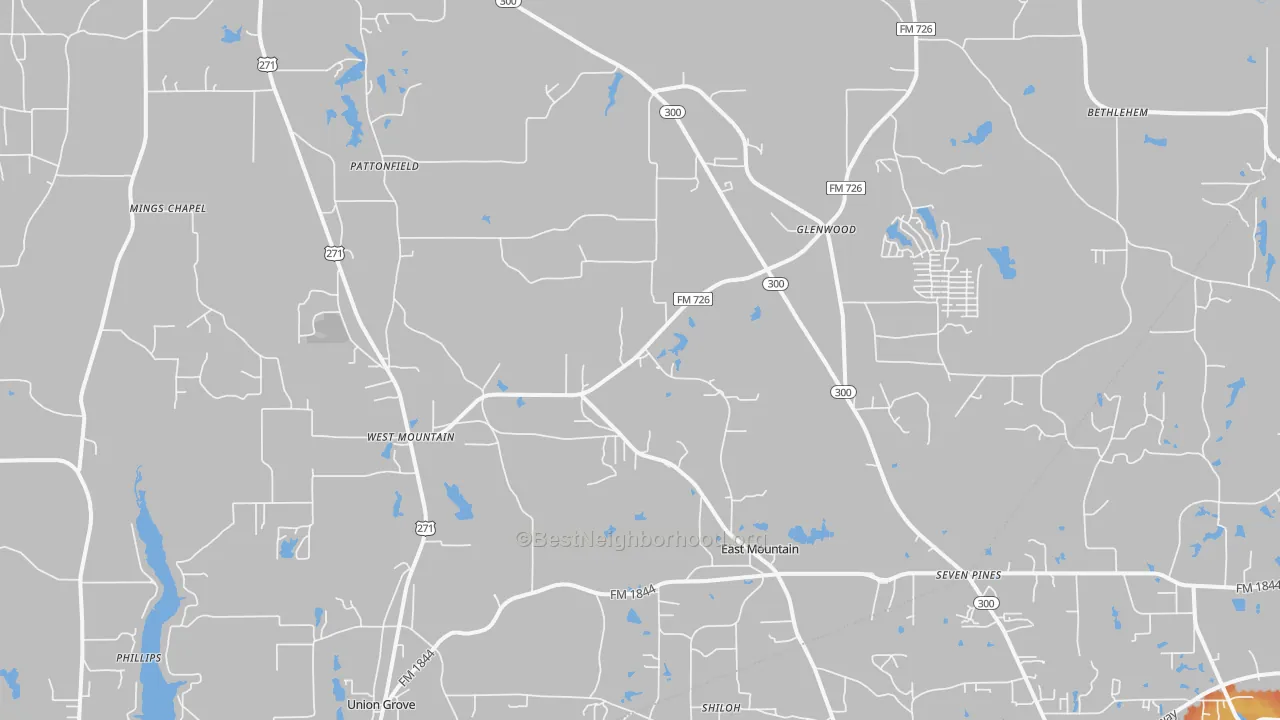 Bike Grade map of East Mountain, TX