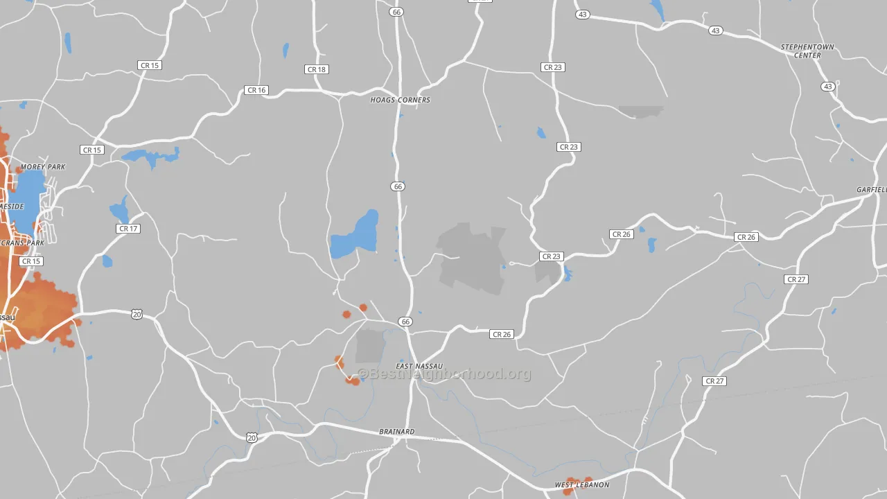 Bike Grade map of East Nassau, NY
