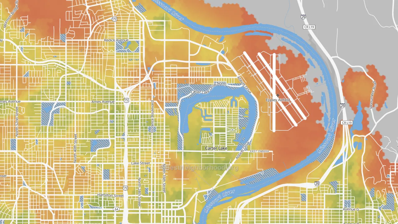 Bike Grade map of East Omaha, Omaha, NE