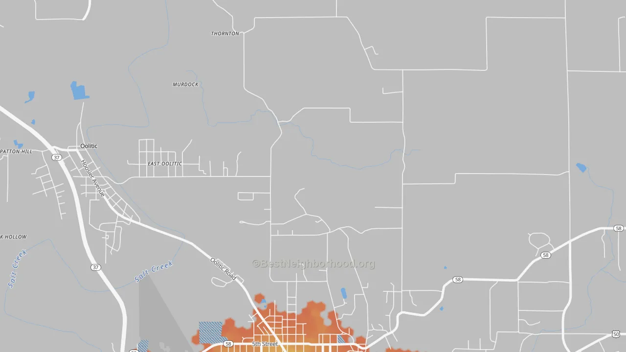 Bike Grade map of East Oolitic, IN