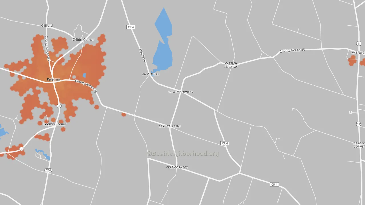 Bike Grade map of East Palermo, NY