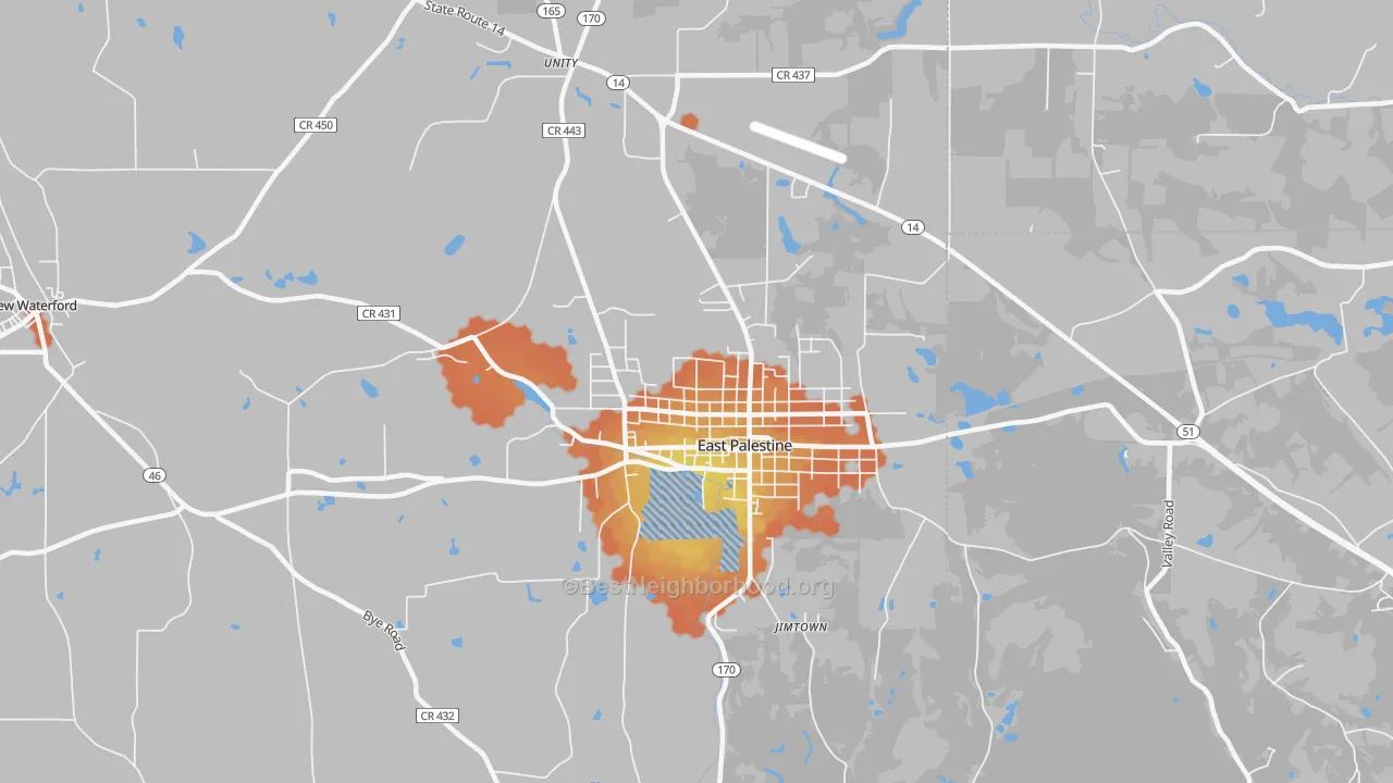 Bike Grade map of East Palestine, OH