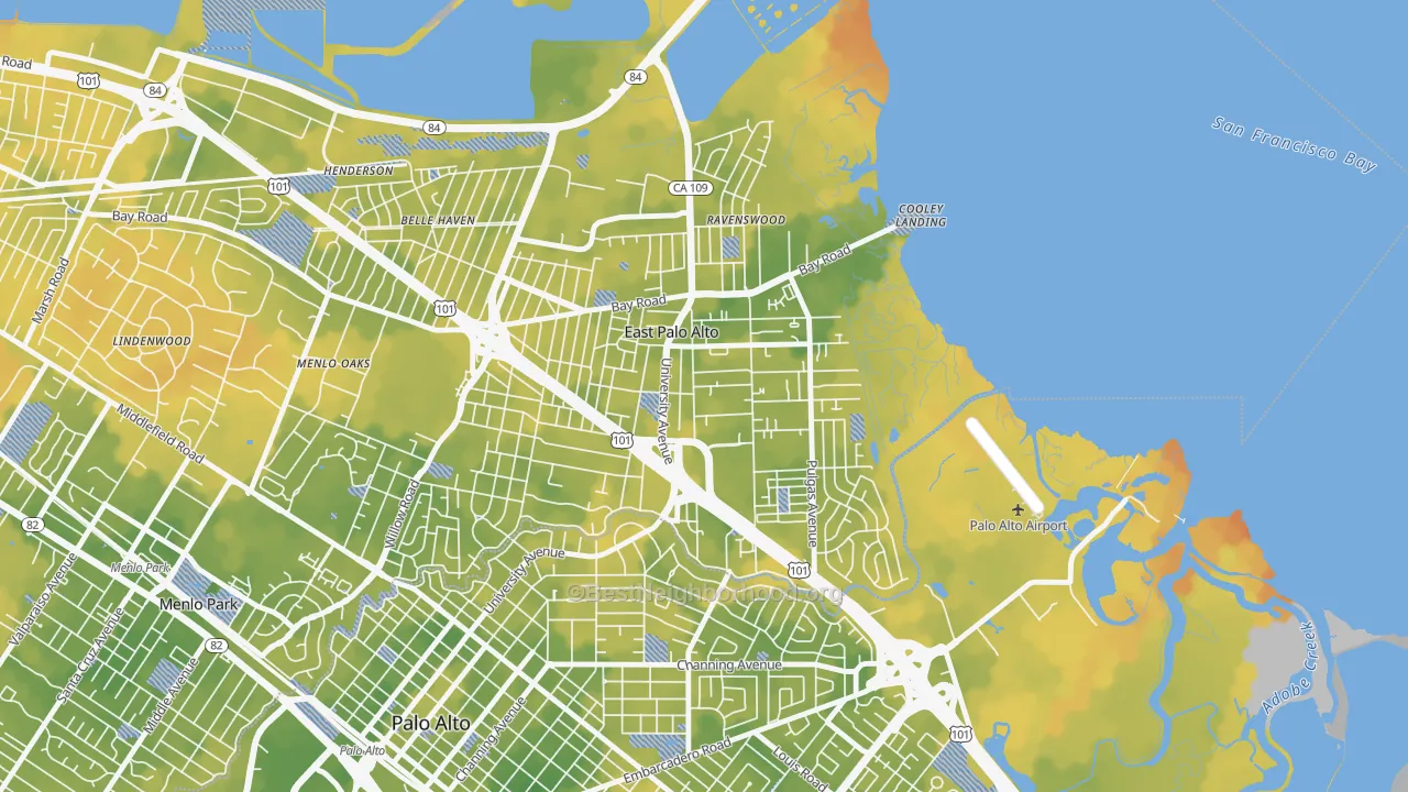 Bike Grade map of East Palo Alto, CA