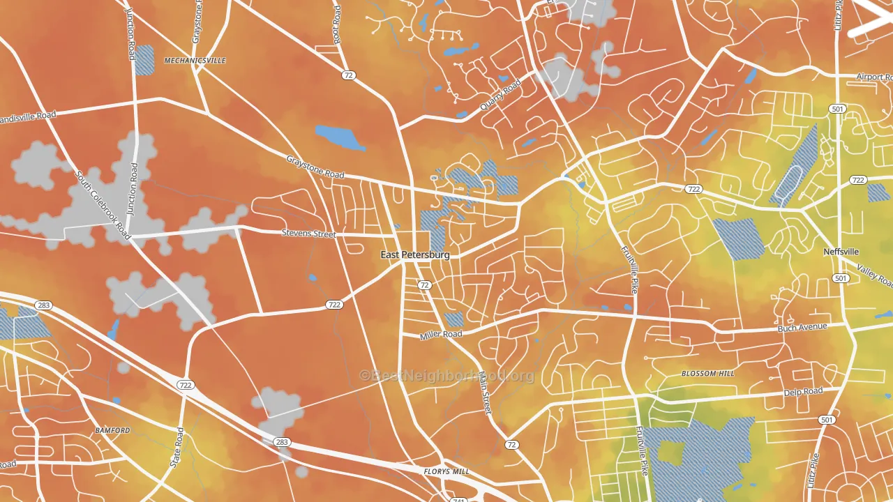 Bike Grade map of East Petersburg, PA