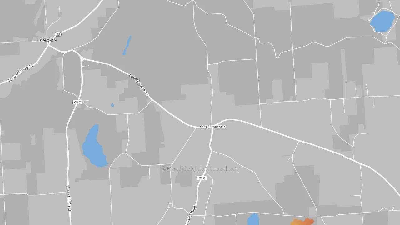 Bike Grade map of East Pharsalia, NY