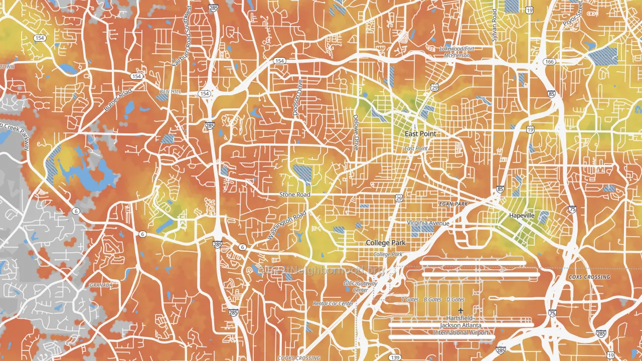 Bike Grade map of East Point, GA