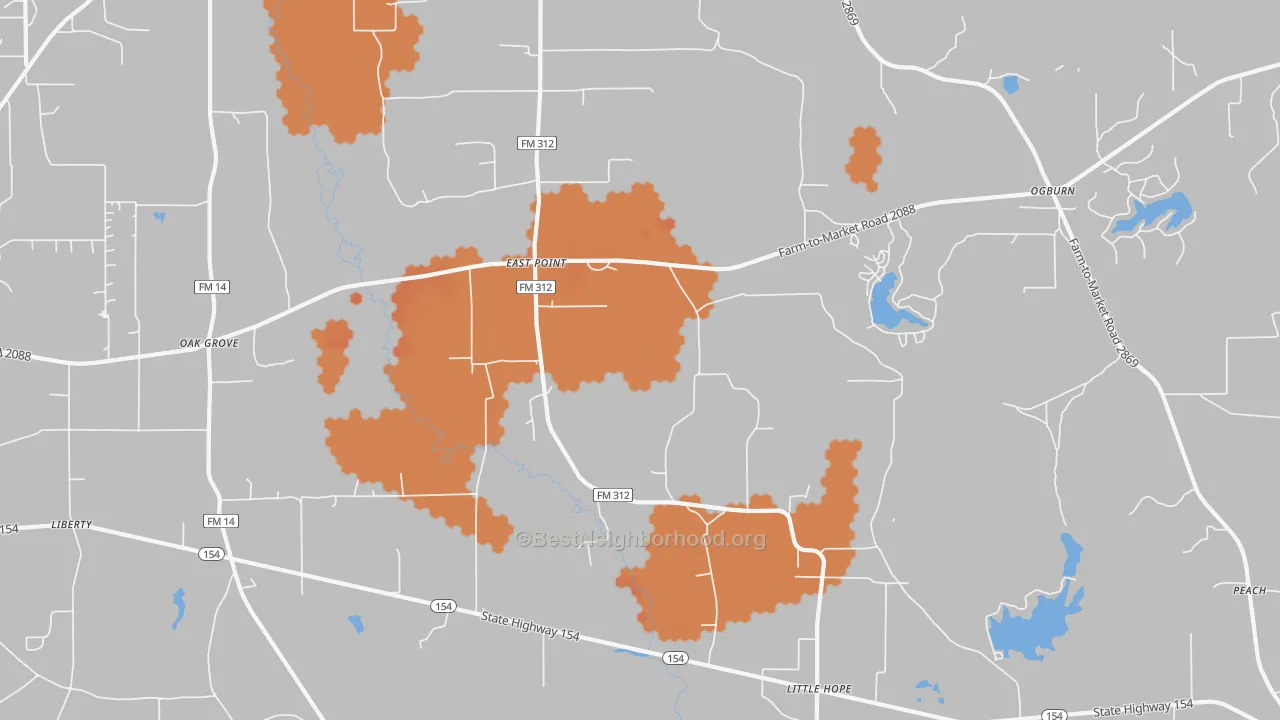 Bike Grade map of East Point, TX