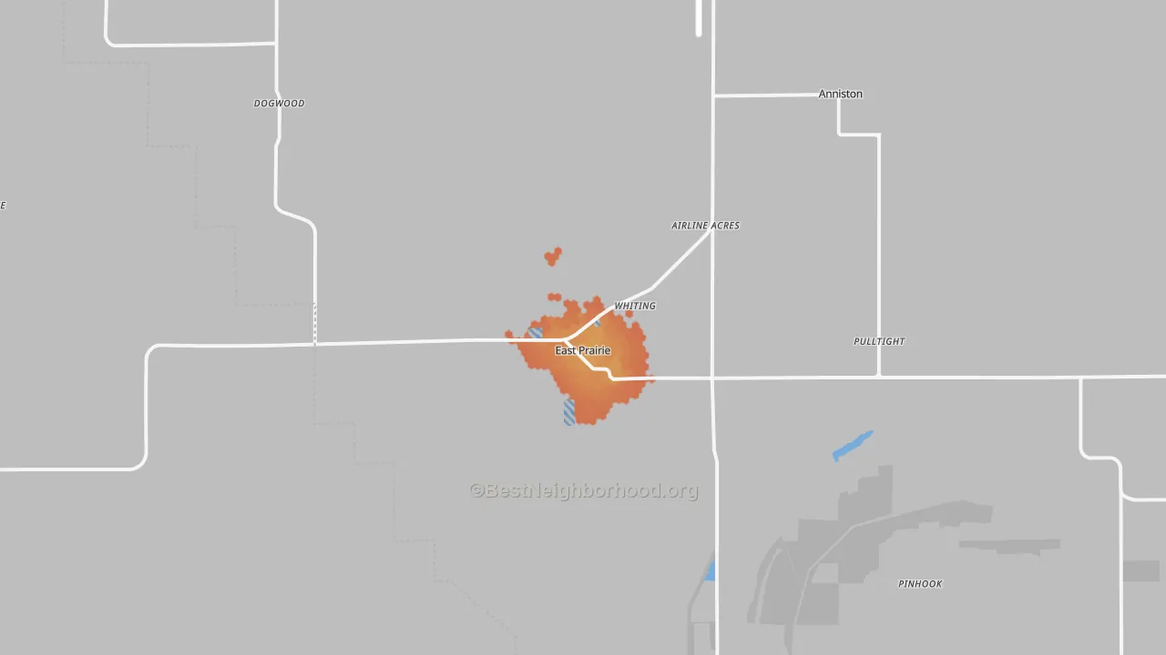 Bike Grade map of East Prairie, MO