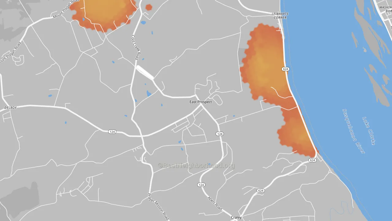 Bike Grade map of East Prospect, PA
