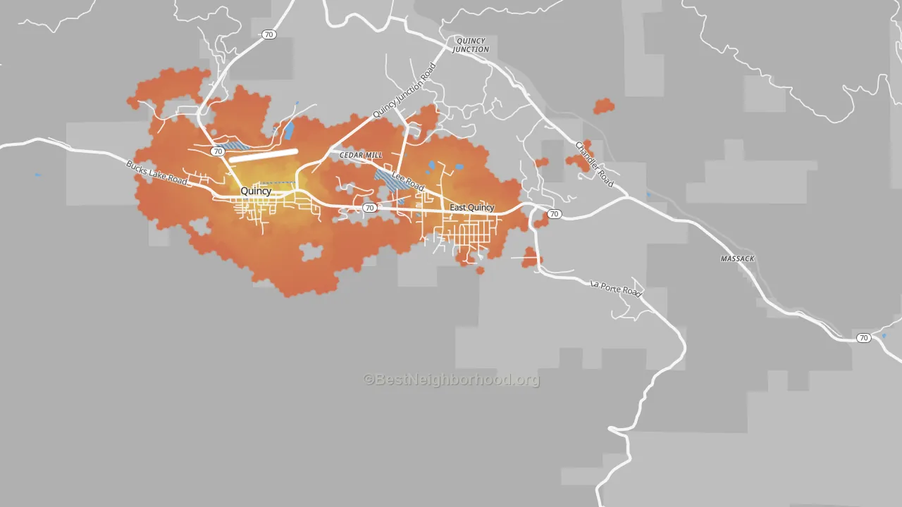 Bike Grade map of East Quincy, CA