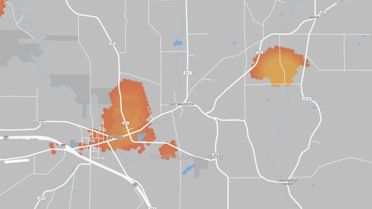 Bike Grade map of East Randolph, NY