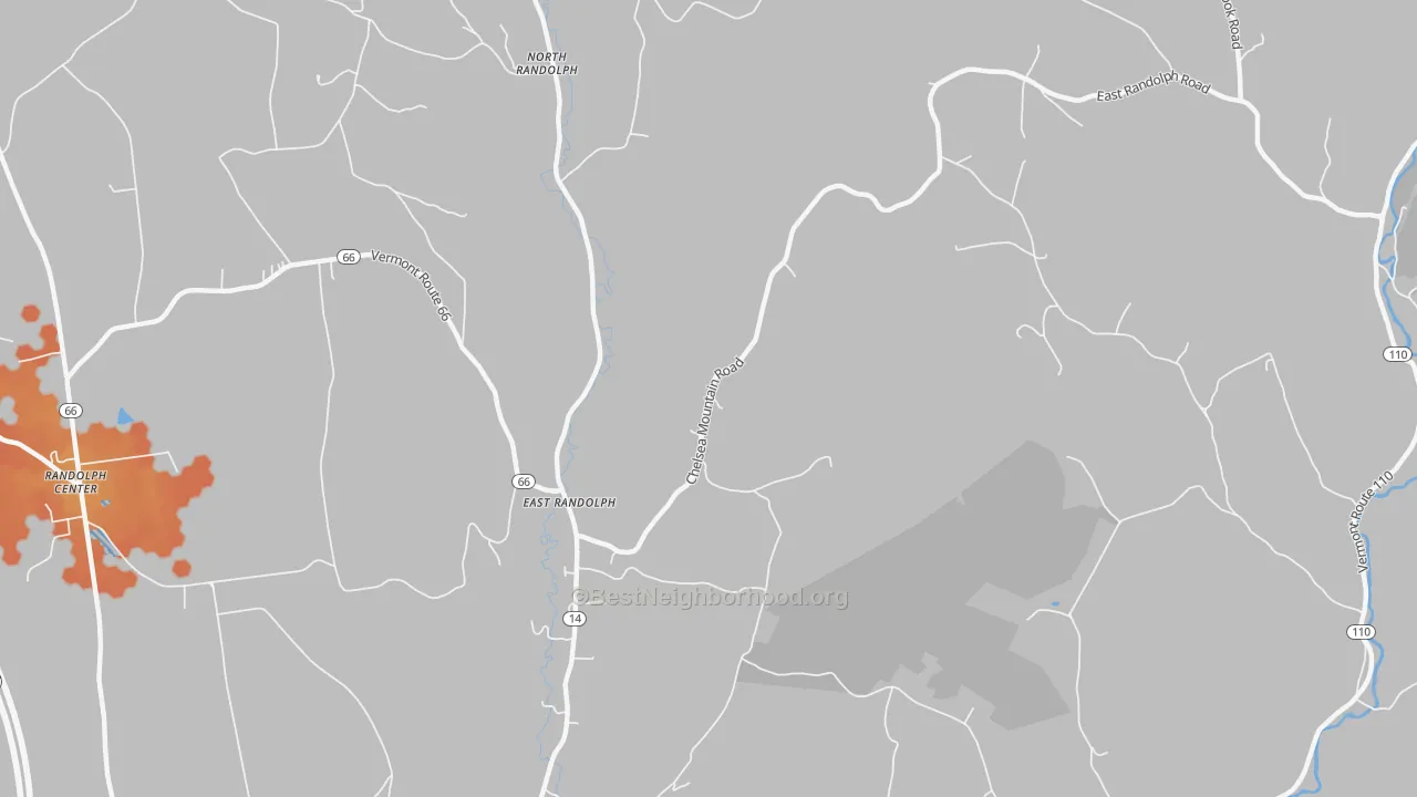 Bike Grade map of East Randolph, VT