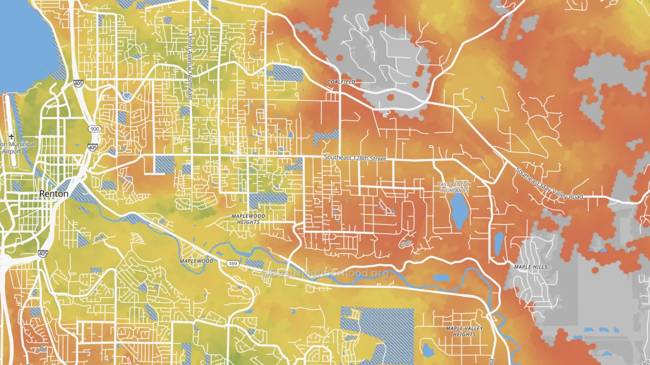 Bike Grade map of East Renton Highlands, WA
