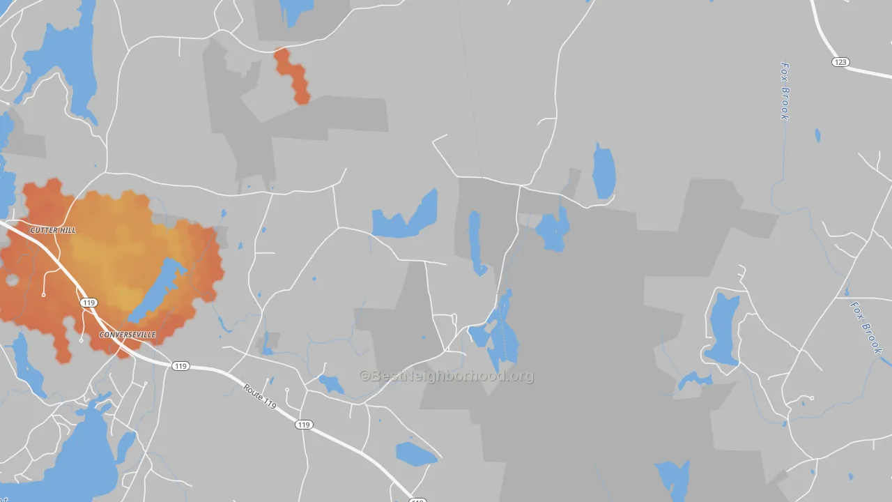 Bike Grade map of East Rindge, NH