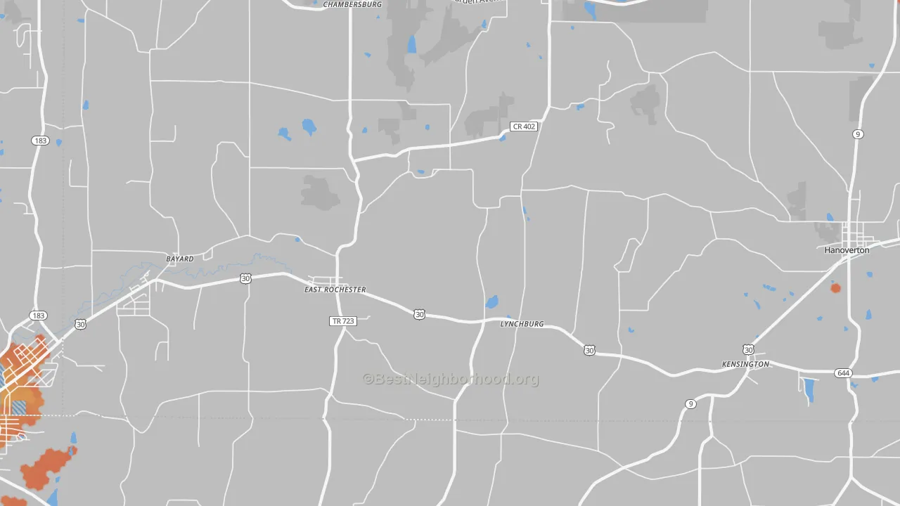 Bike Grade map of East Rochester, OH