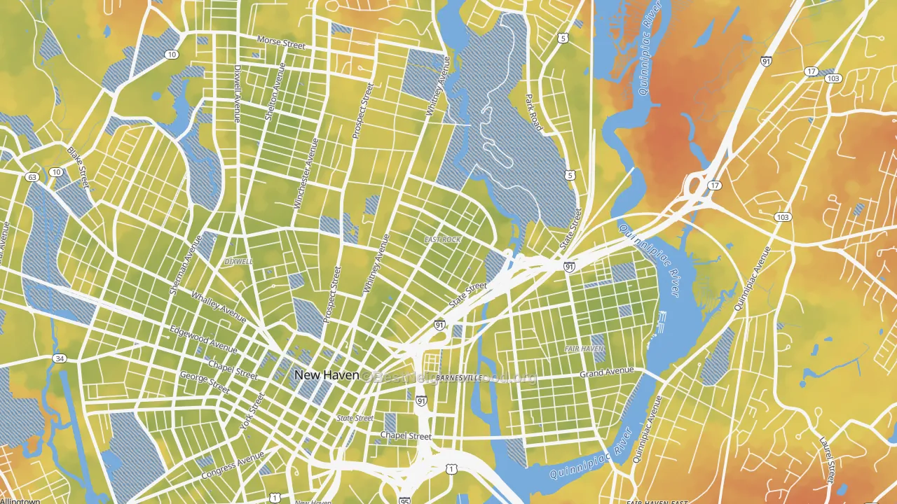 Bike Grade map of East Rock, New Haven, CT