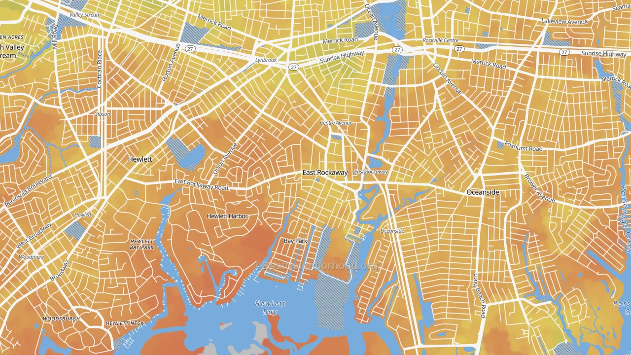 Bike Grade map of East Rockaway, NY