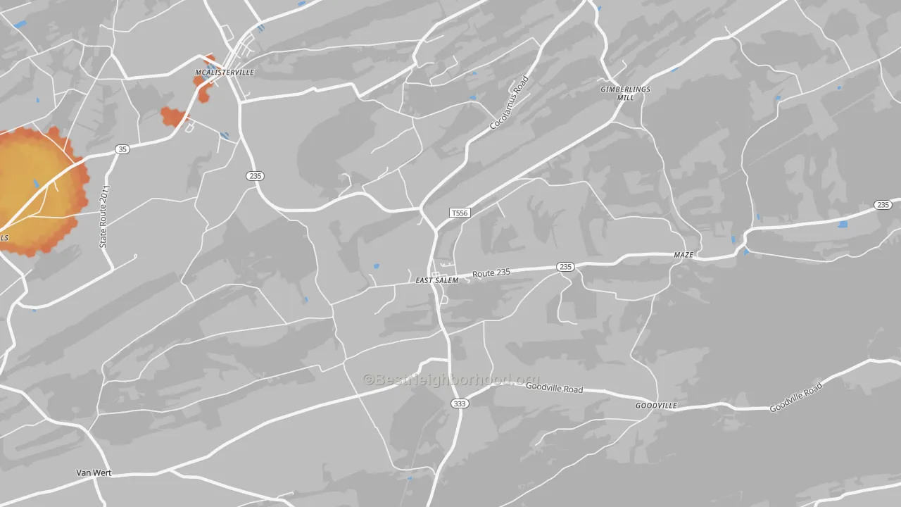 Bike Grade map of East Salem, PA