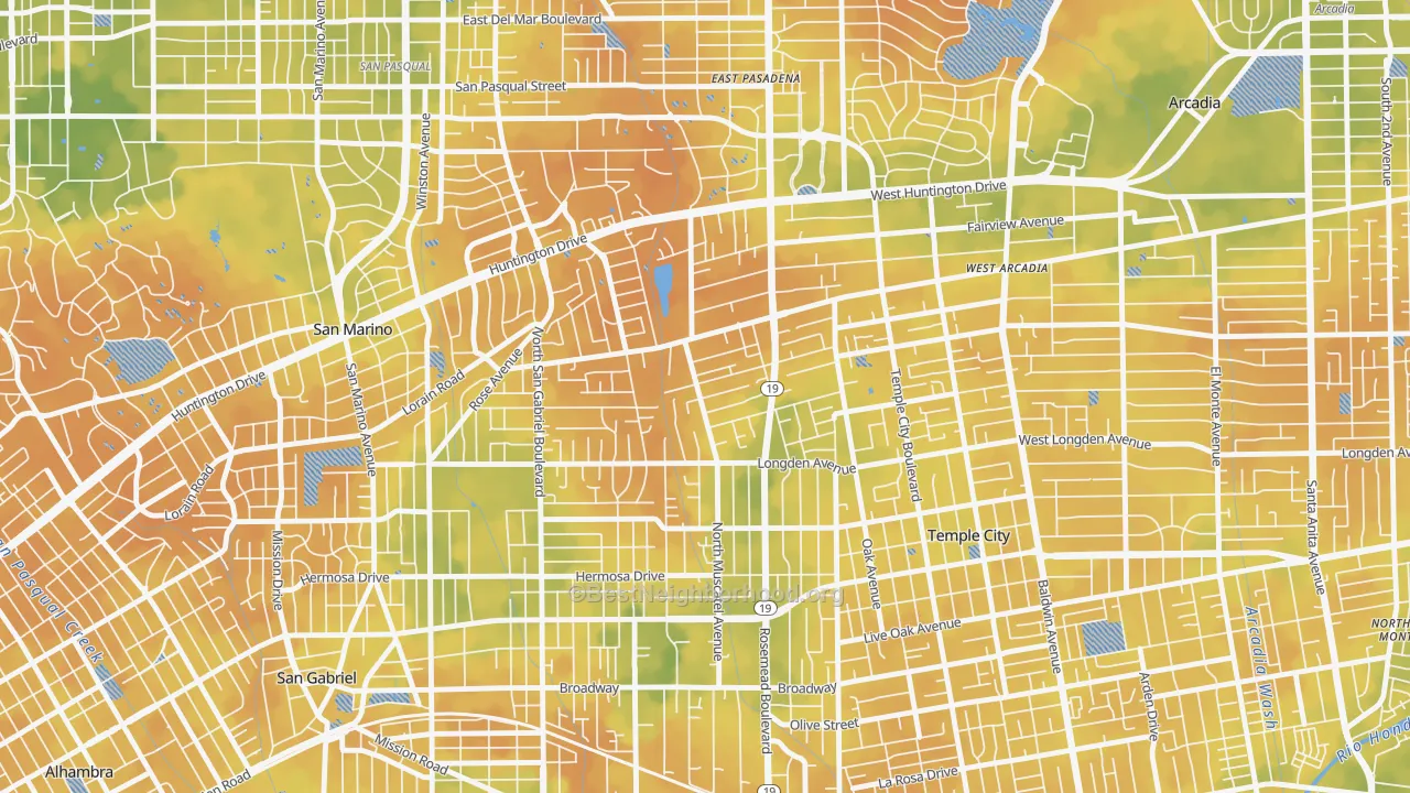 Bike Grade map of East San Gabriel, San Gabriel, CA