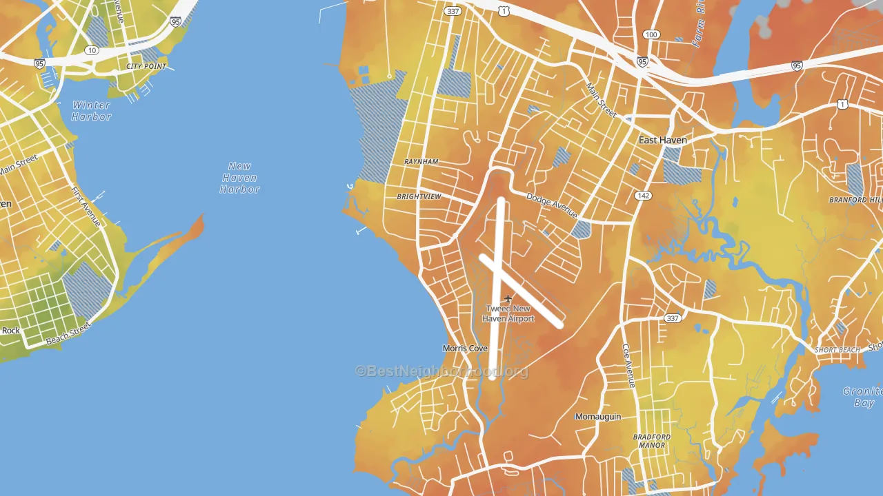 Bike Grade map of East Shore, East Haven, CT