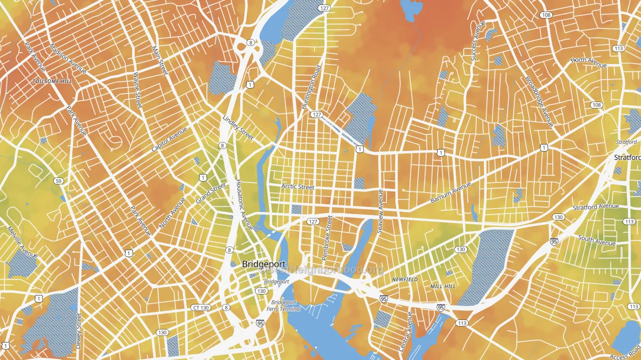 Bike Grade map of East Side-Bridgeport, Bridgeport, CT