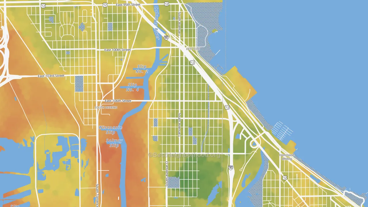 Bike Grade map of East Side, Chicago, IL