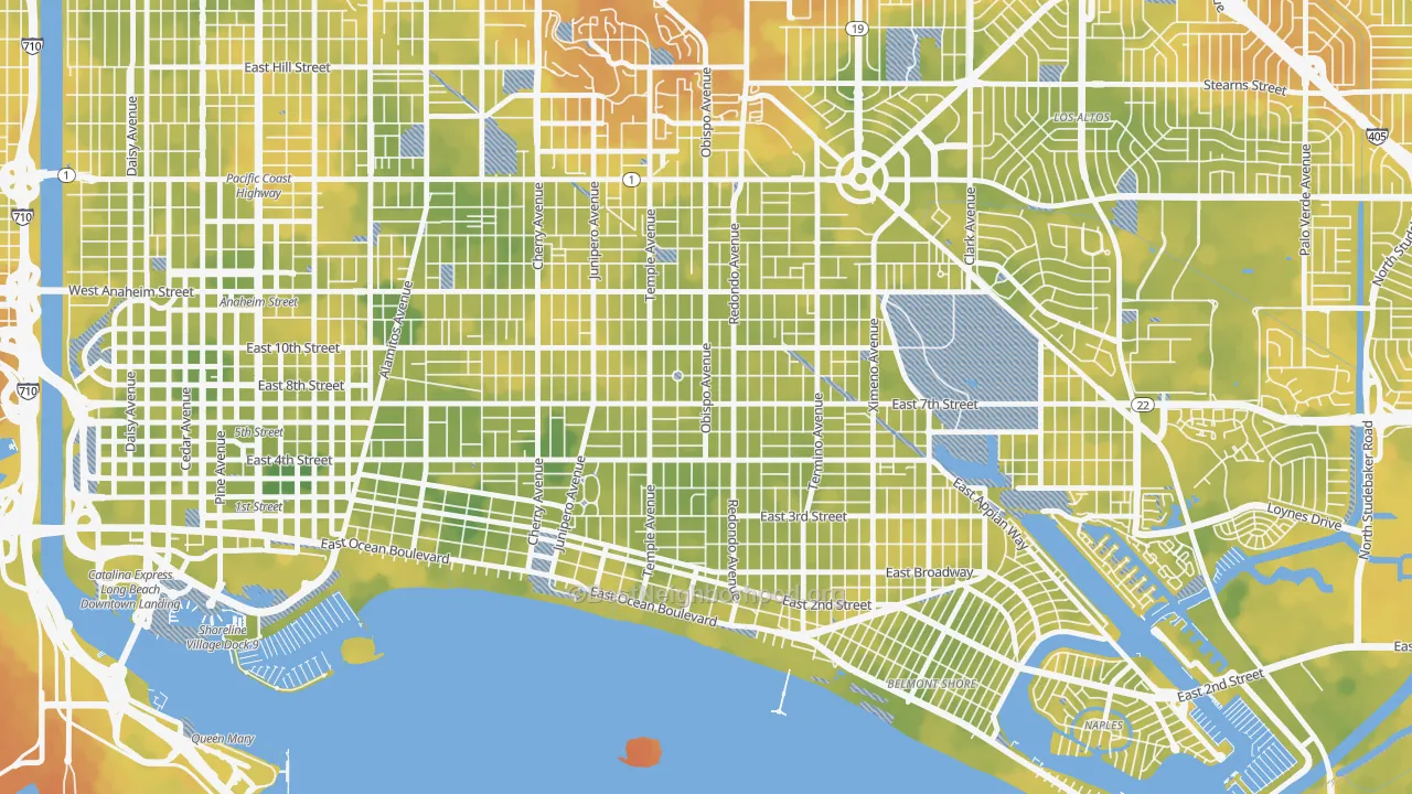 Bike Grade map of East Side, Long Beach, CA
