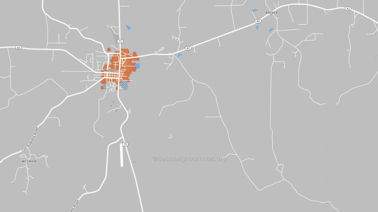 Bike Grade map of East Side, MS