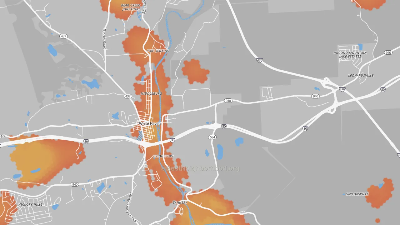 Bike Grade map of East Side, PA