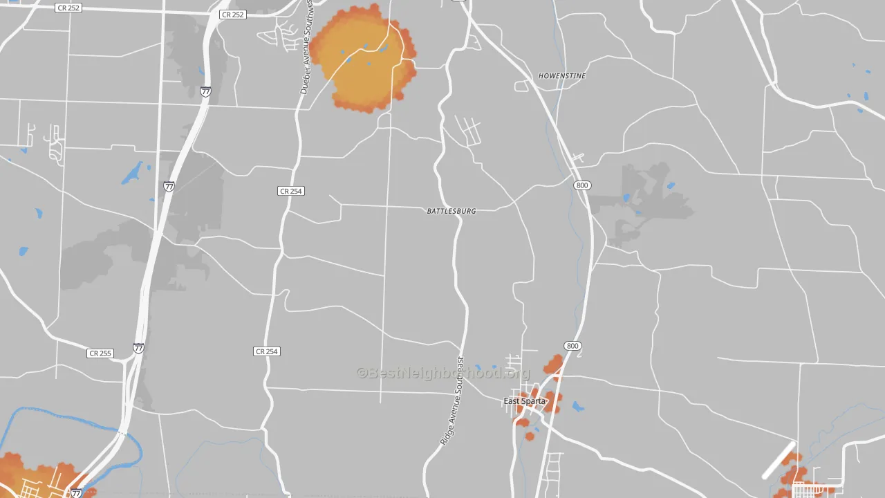 Bike Grade map of East Sparta, OH