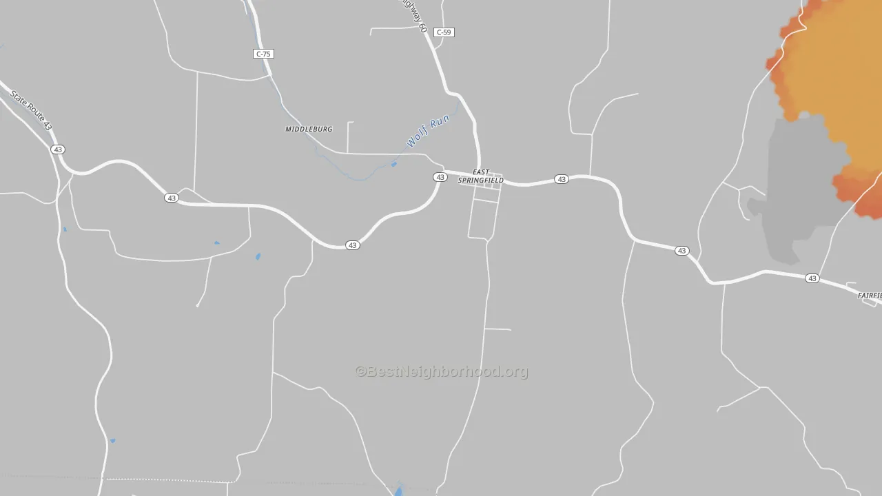 Bike Grade map of East Springfield, OH