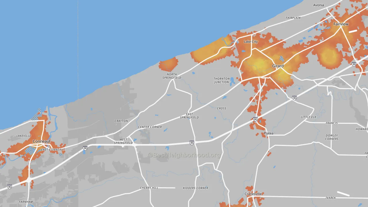 Bike Grade map of East Springfield, PA