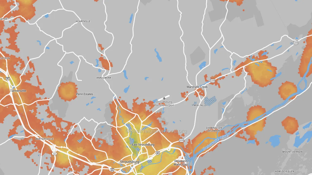 Bike Grade map of East Stroudsburg, PA