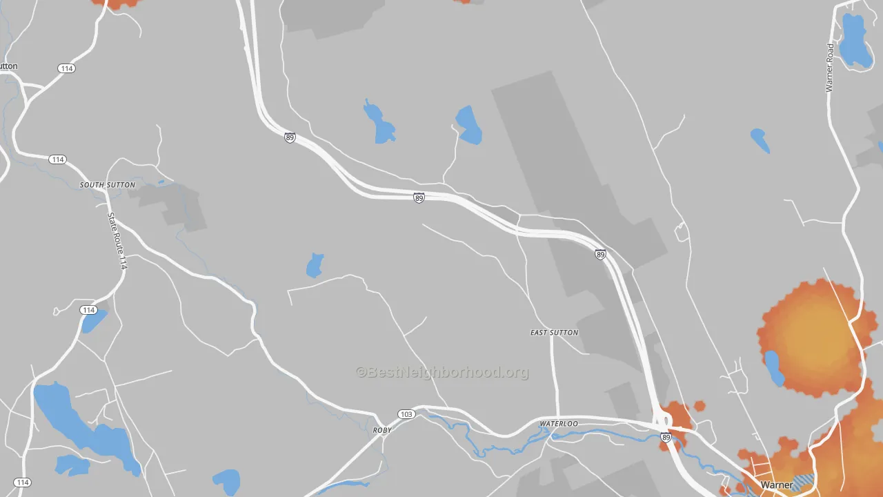 Bike Grade map of East Sutton, NH