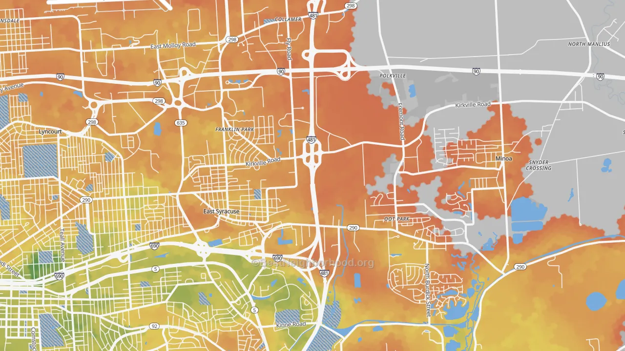 Bike Grade map of East Syracuse, NY
