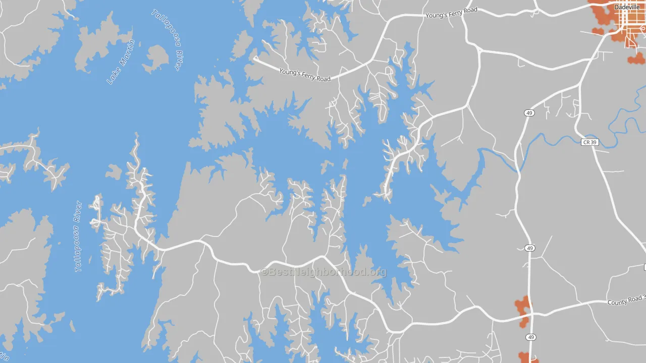 Bike Grade map of East Tallassee, AL