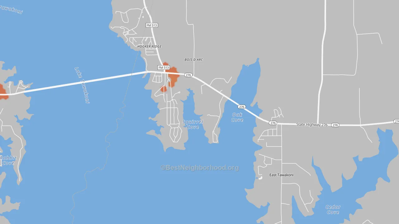 Bike Grade map of East Tawakoni, TX