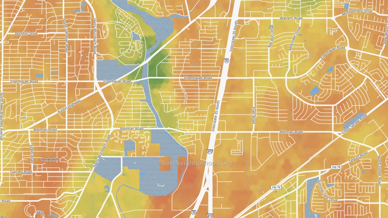 Bike Grade map of East Terrell Hills, San Antonio, TX