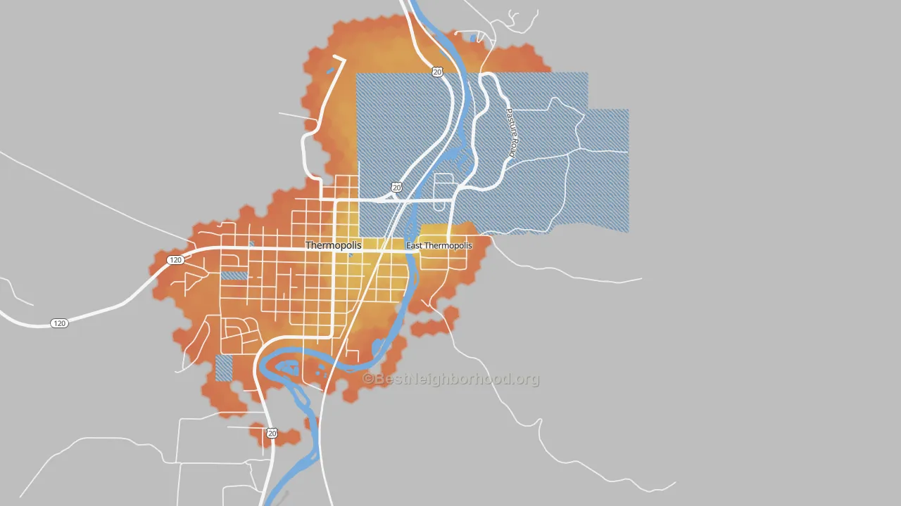Bike Grade map of East Thermopolis, WY